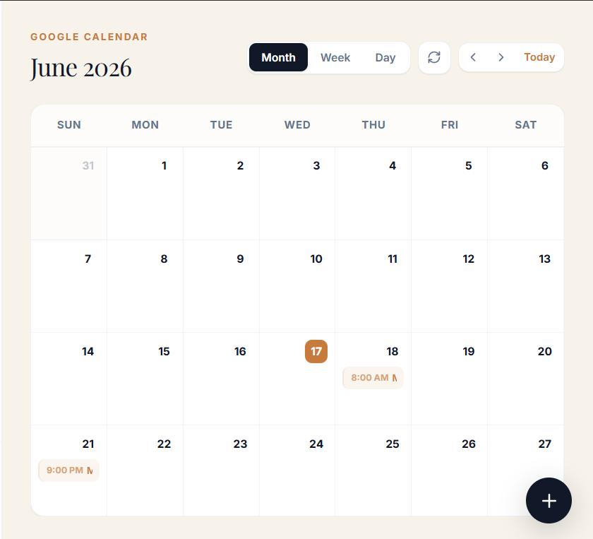 Zentra CALENDAR Sync Screenshot